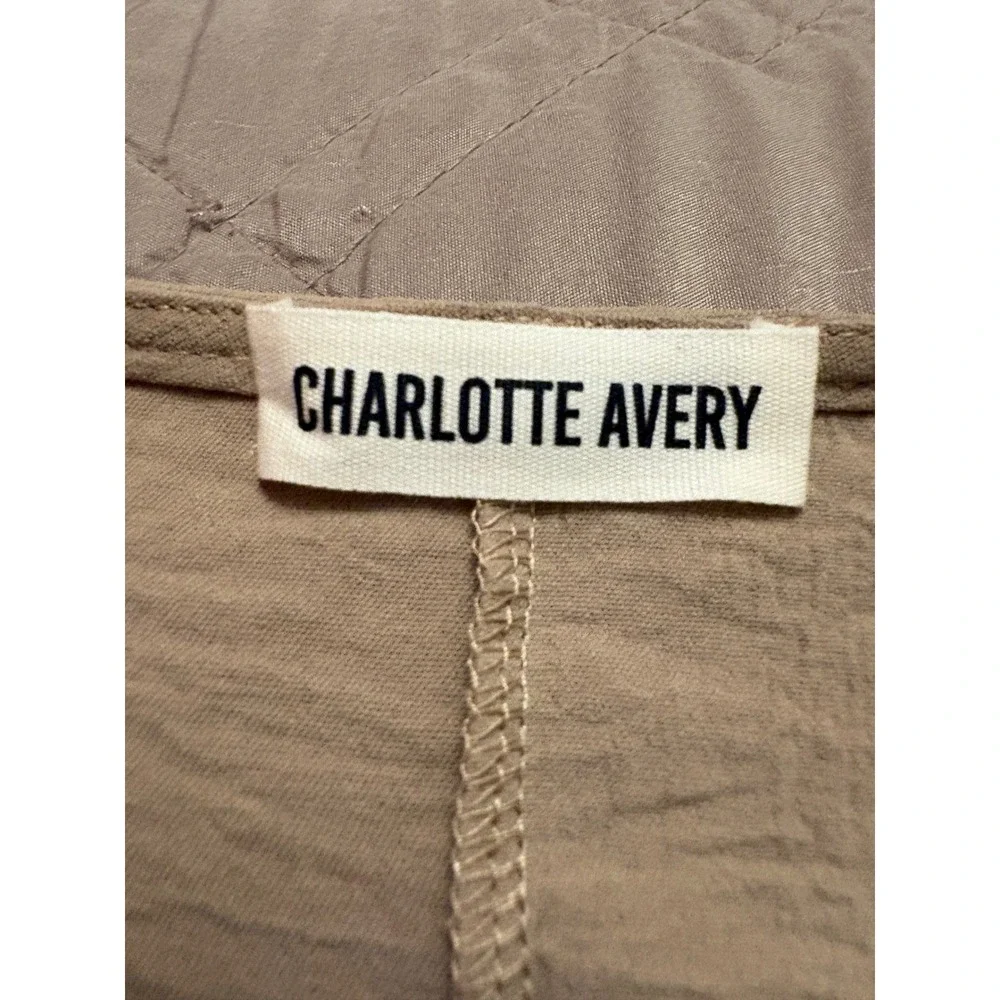 Charlotte Avery Womens Tan Boat Neck Smocked Cuff Dolman Blouse Top Medium - Picture 5 of 6